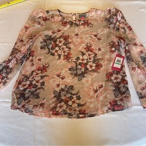 Women’s Vince Camuto Blouse Petite Large Pink Floral Retail $89